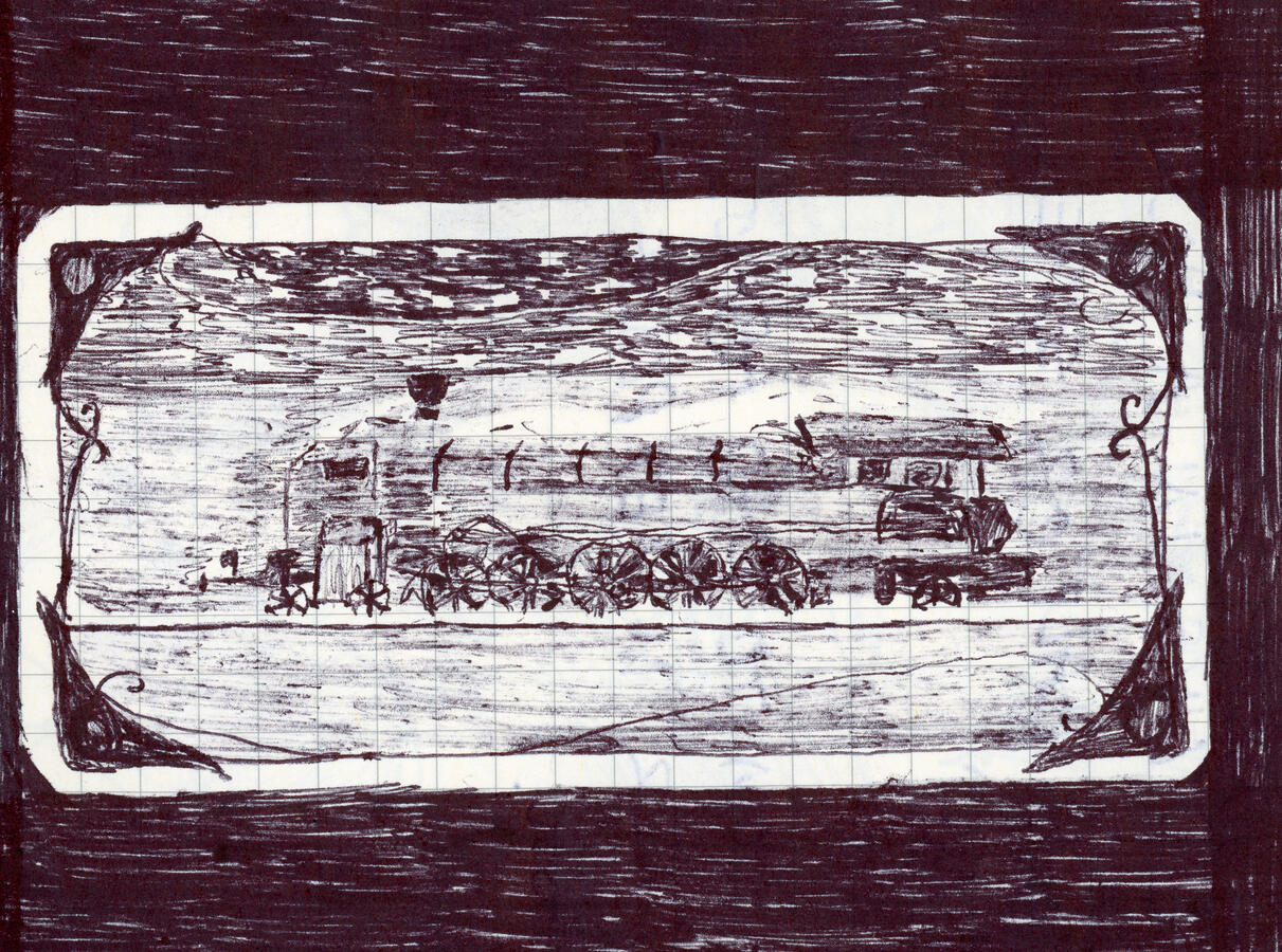 Drawing published in 'Fourteen Hills'